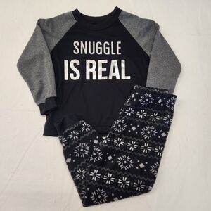 Holiday famjams Snuggle is real black and grey pajama set